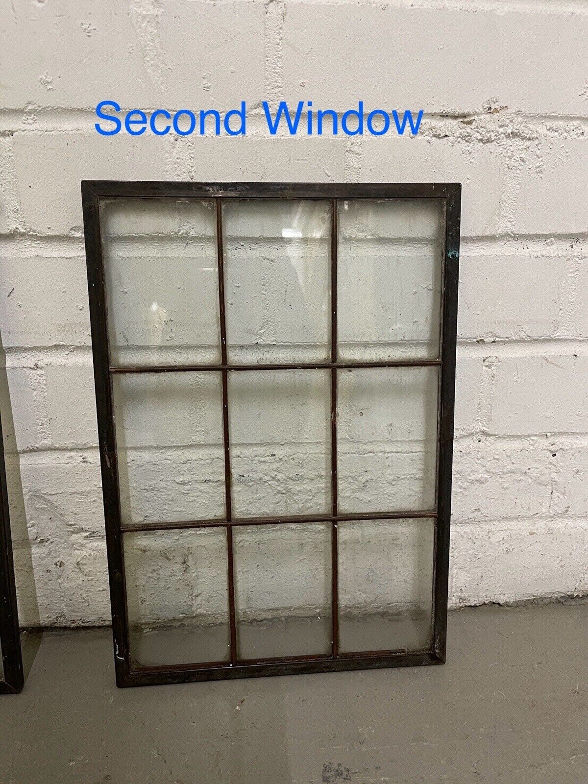 Pair Of Reclaimed Arts & Crafts Copper Window Glass Panes Panels 363mm x 255mm