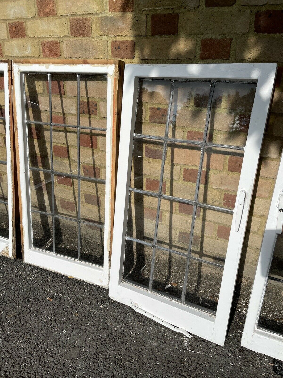 Job Lot Of 6 Reclaimed Leaded Light Panel Wooden Windows