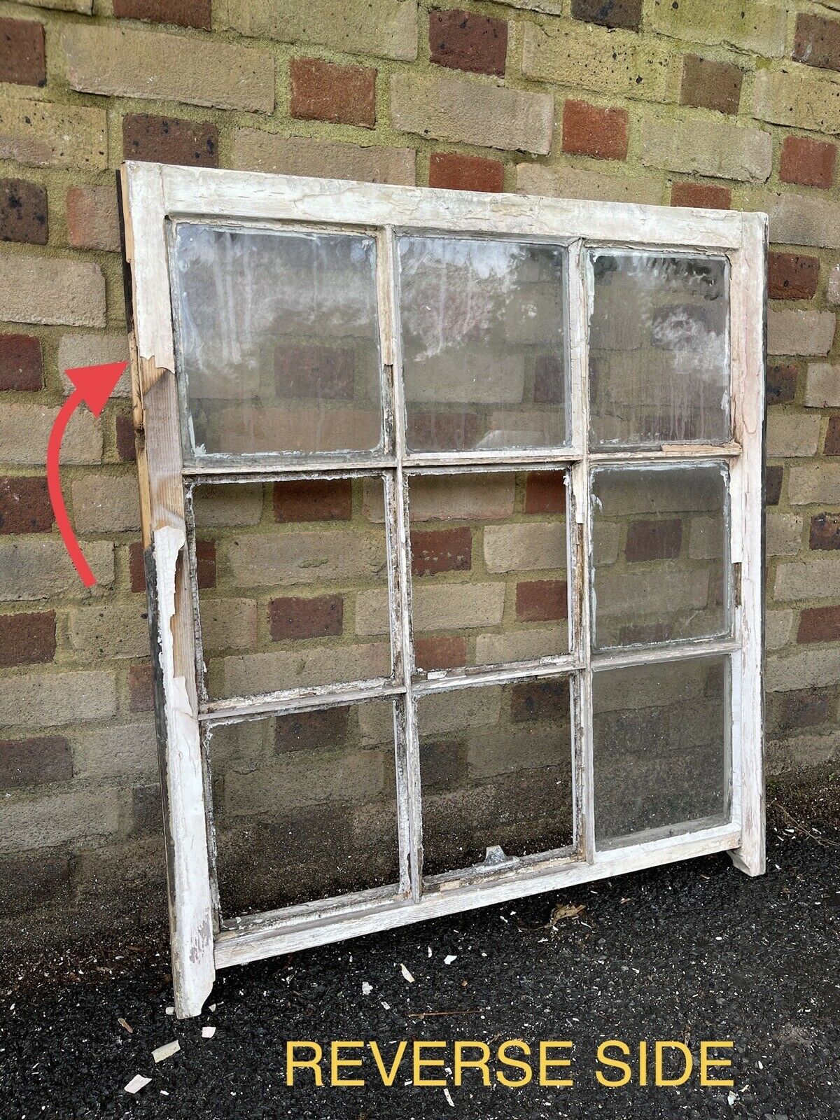 Reclaimed Old Georgian 9 Panel Wooden Window 835 x 935mm