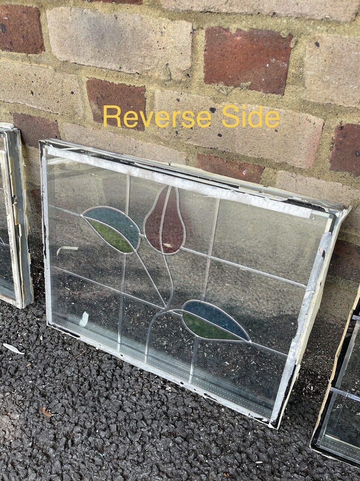 Job Lot Of Three Leaded Light Double Glazed Floral Stained Glass Panels
