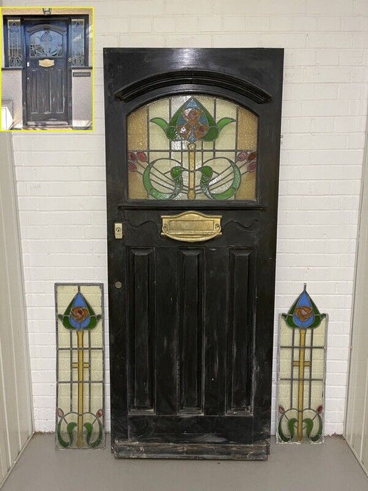 Reclaimed Victorian Edwardian Wooden Panel Front Door 2080mm 2073mm x 863mm