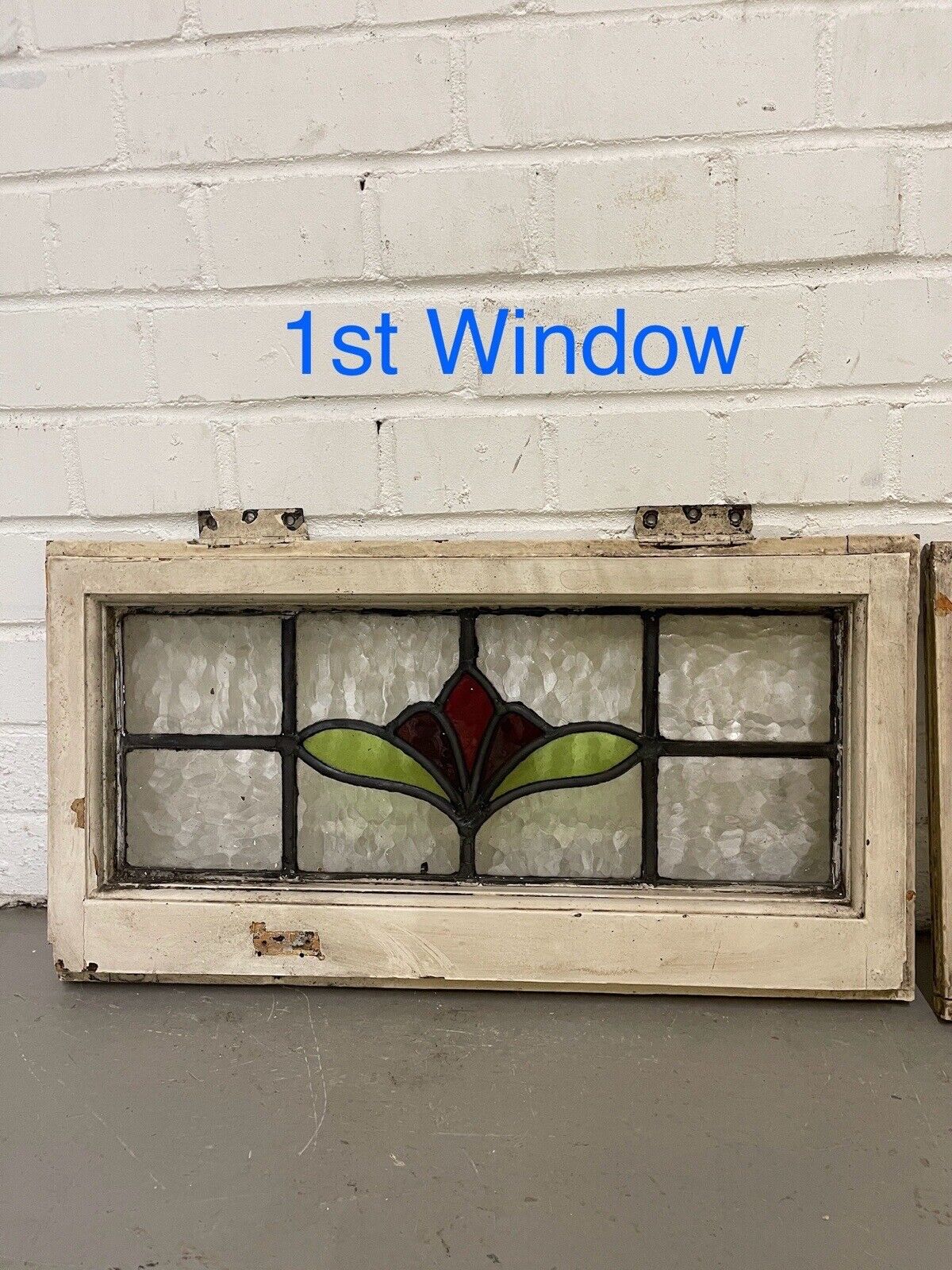 Pair Of Reclaimed Leaded Light Stained Glass Art Nouveau Window Panels