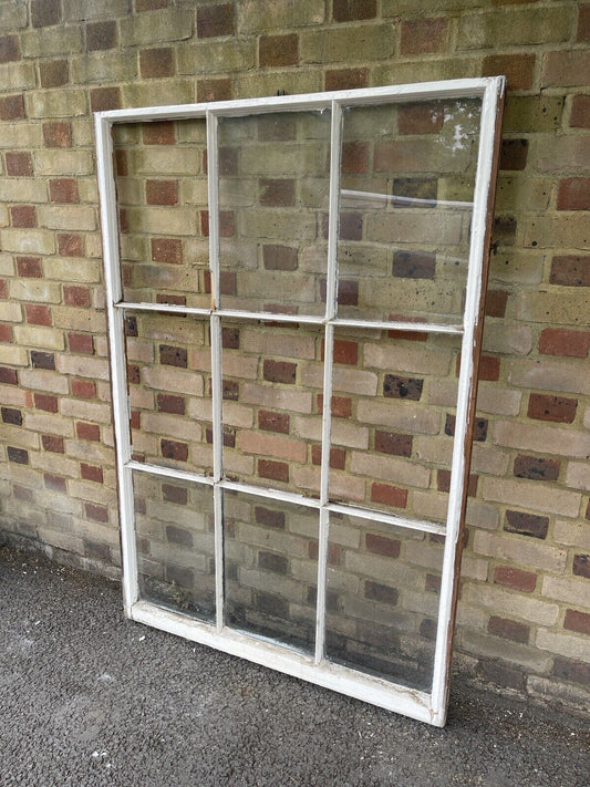 Large Reclaimed Old Georgian 9 Panel Wooden Window 1540 1525 x 1040mm