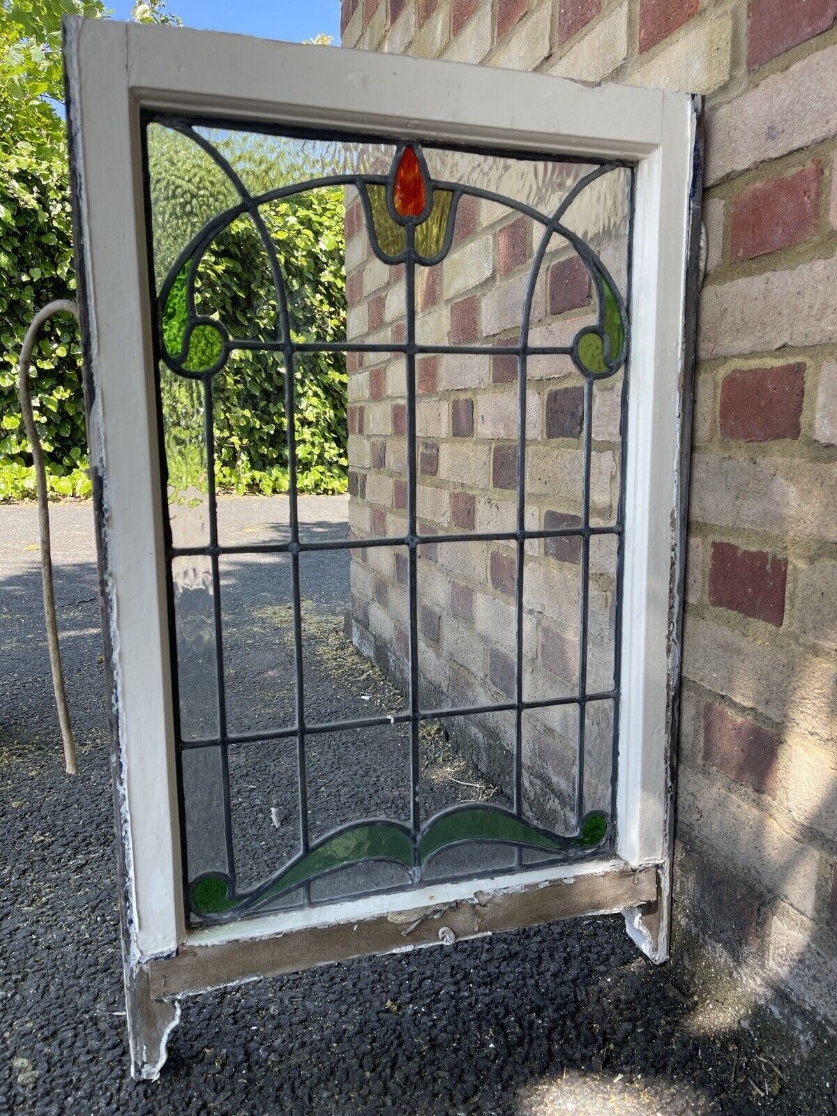 Reclaimed Leaded Light Stained Glass Art Nouveau Window Panel 835 x 530mm