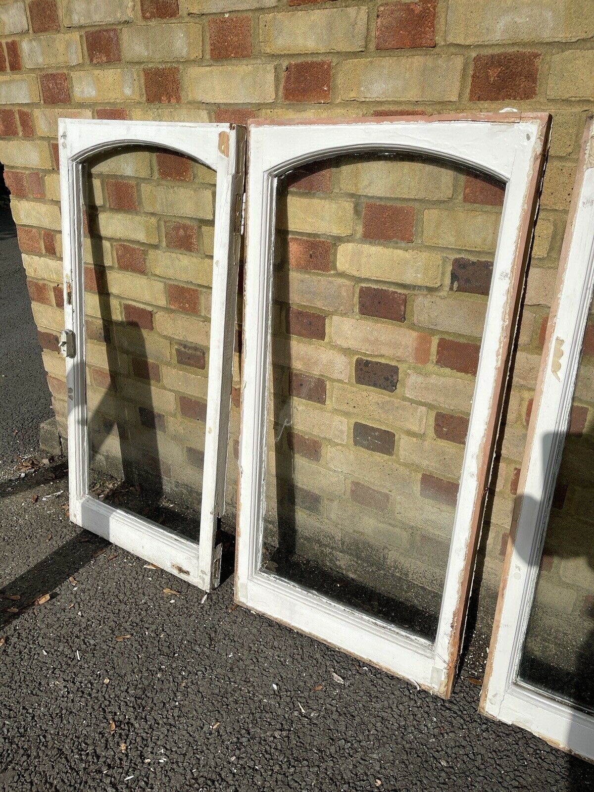 Job Lot Of Seven Reclaimed Old Edwardian Arch Wooden Sash Windows