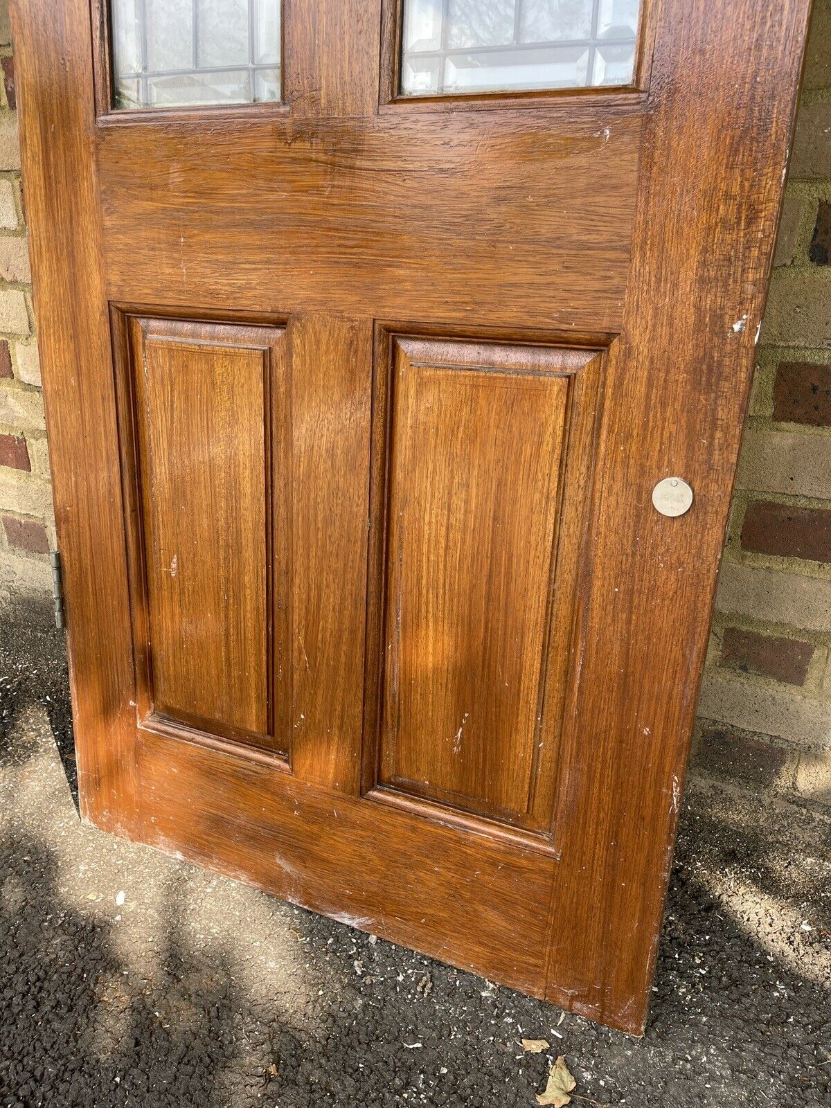 Reclaimed Old Victorian Edwardian Wooden Leaded Glass Front Door 2030mm x 790mm