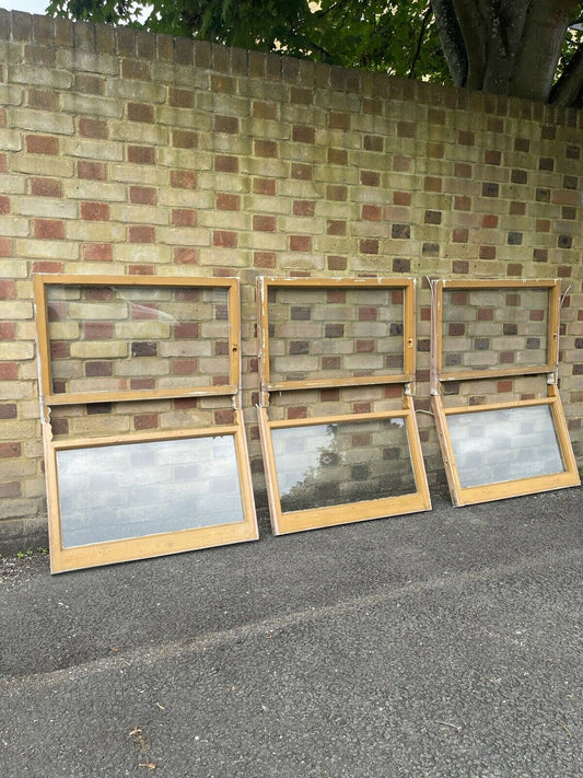 Reclaimed Old Victorian Panel Wooden Sash Windows Three pairs Job Lot