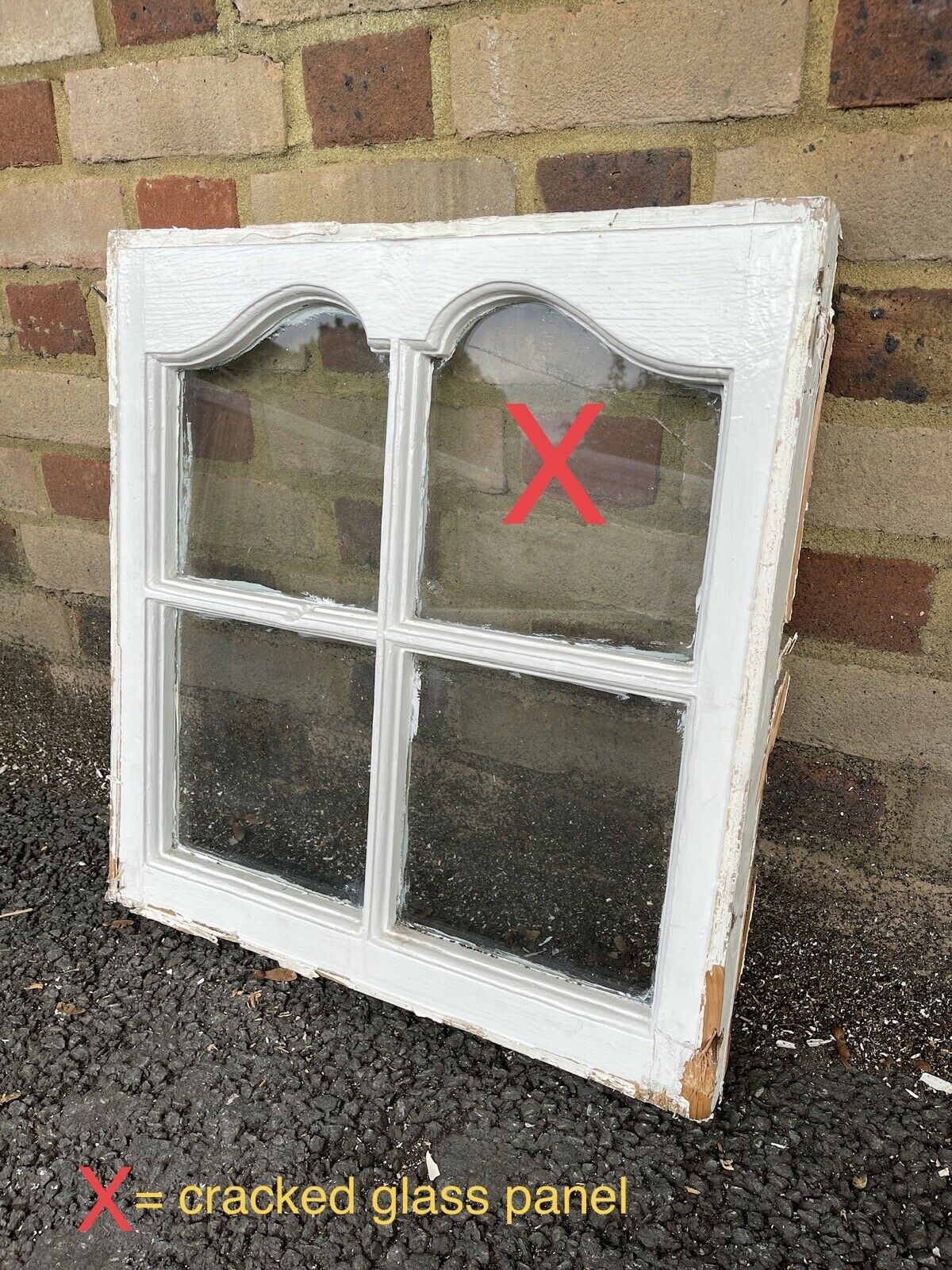Reclaimed Old Edwardian Arch Sash Wooden Window 555 x 530mm
