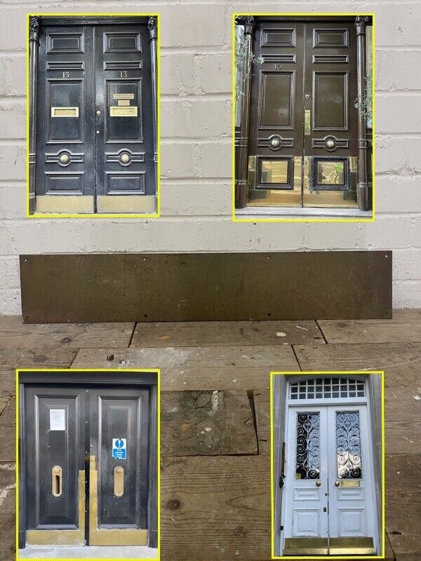 Reclaimed Vintage Old Brass Door Kickplate Kick Plate Guard Hardware ...