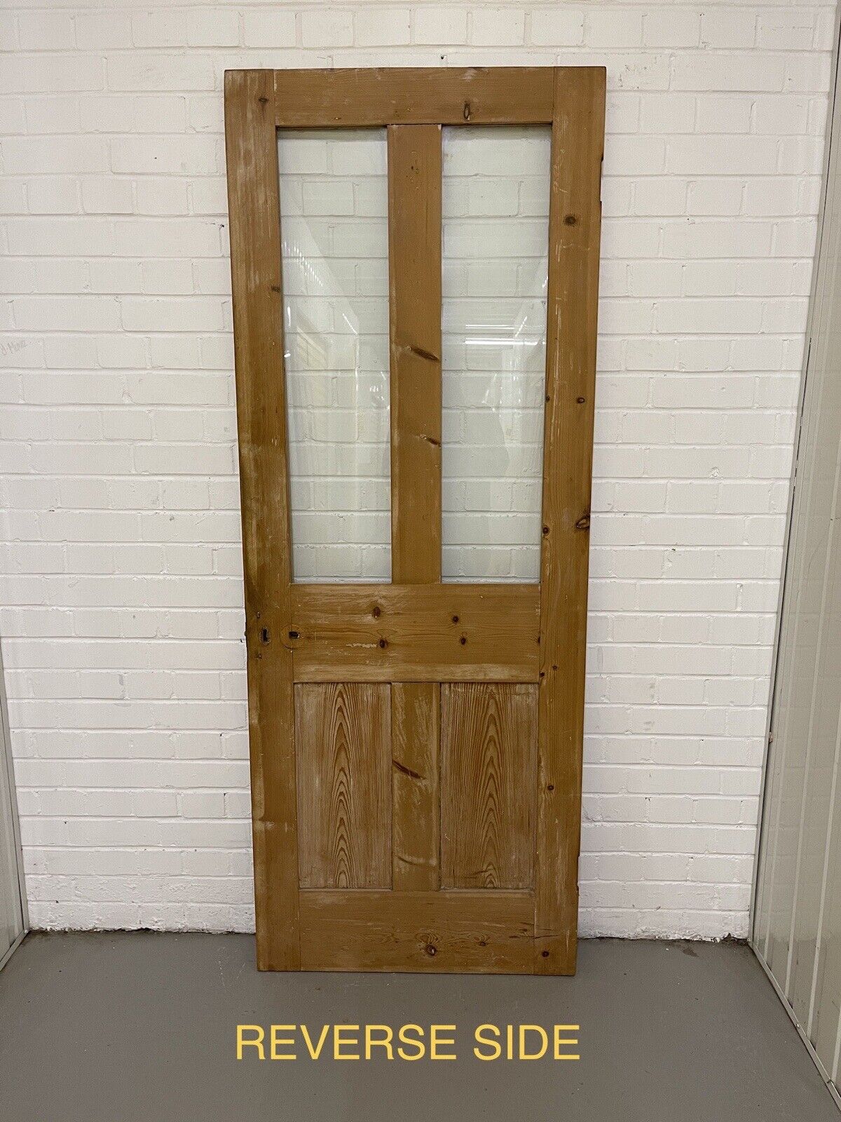 Vintage Reclaimed Victorian Pine Glass Panel Internal 4 panel Door 1956 x 755mm