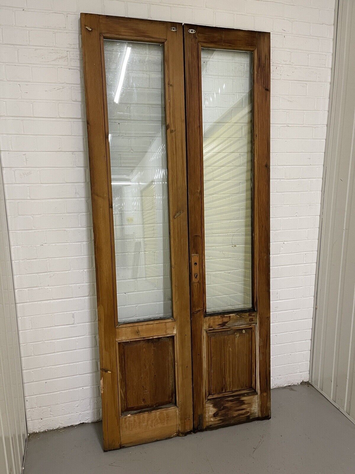 Reclaimed Old French Double Glazed Glass Wooden Double Doors 2145 x 960mm