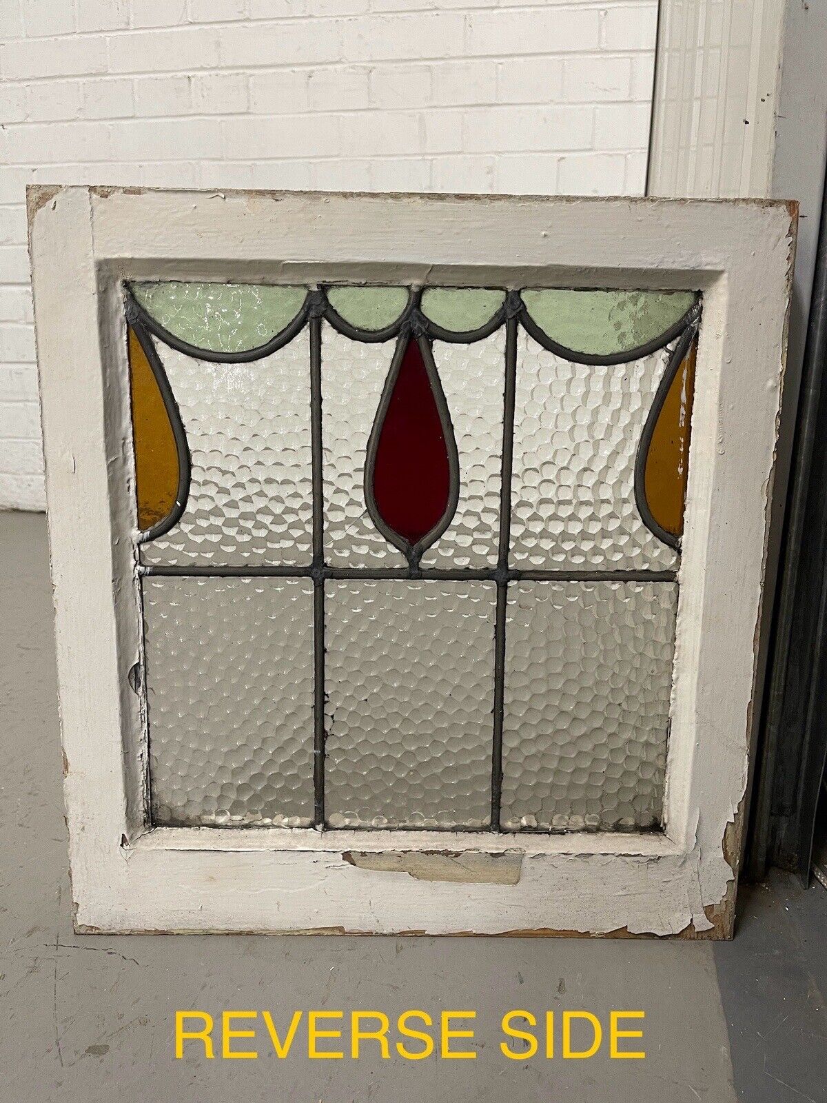 Reclaimed Leaded Light Stained Glass Window Panel 430 x 455mm