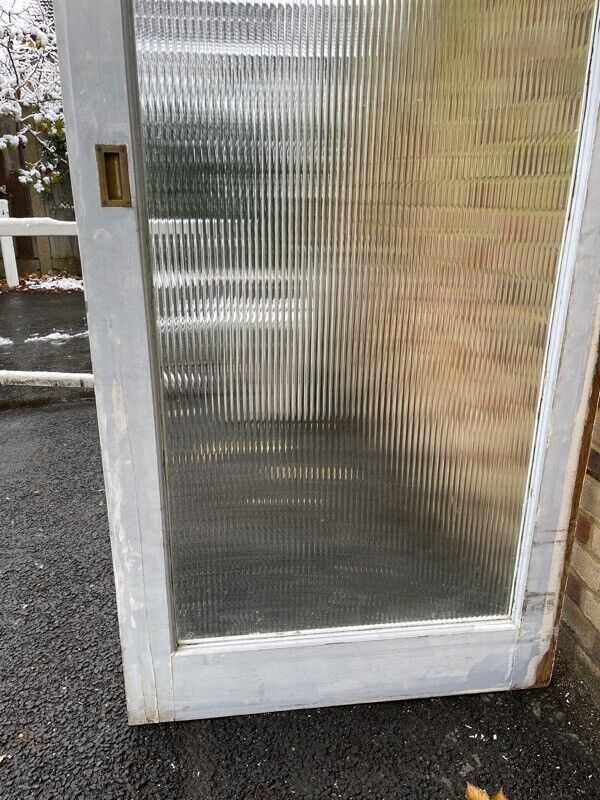 Reclaimed Large Reeded Glass Internal Or External Door 2110 x 960mm