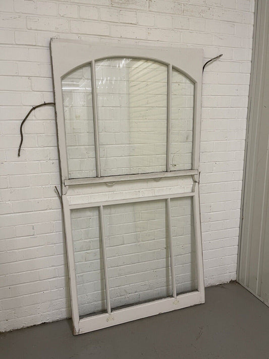 Pair Of Reclaimed Edwardian Arch Wooden Panel Sash Window 935x865 940x873