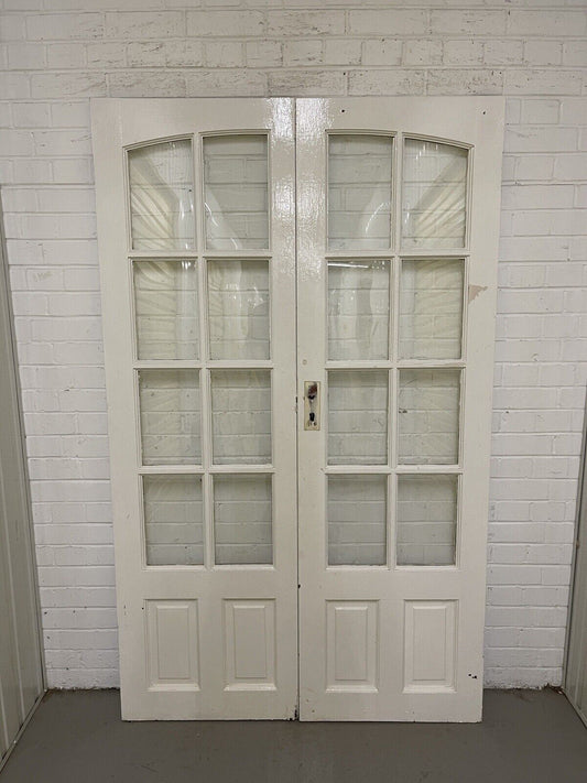 Reclaimed Old Georgian French Single Panel Glass Wooden Double Doors 1915 x 1170