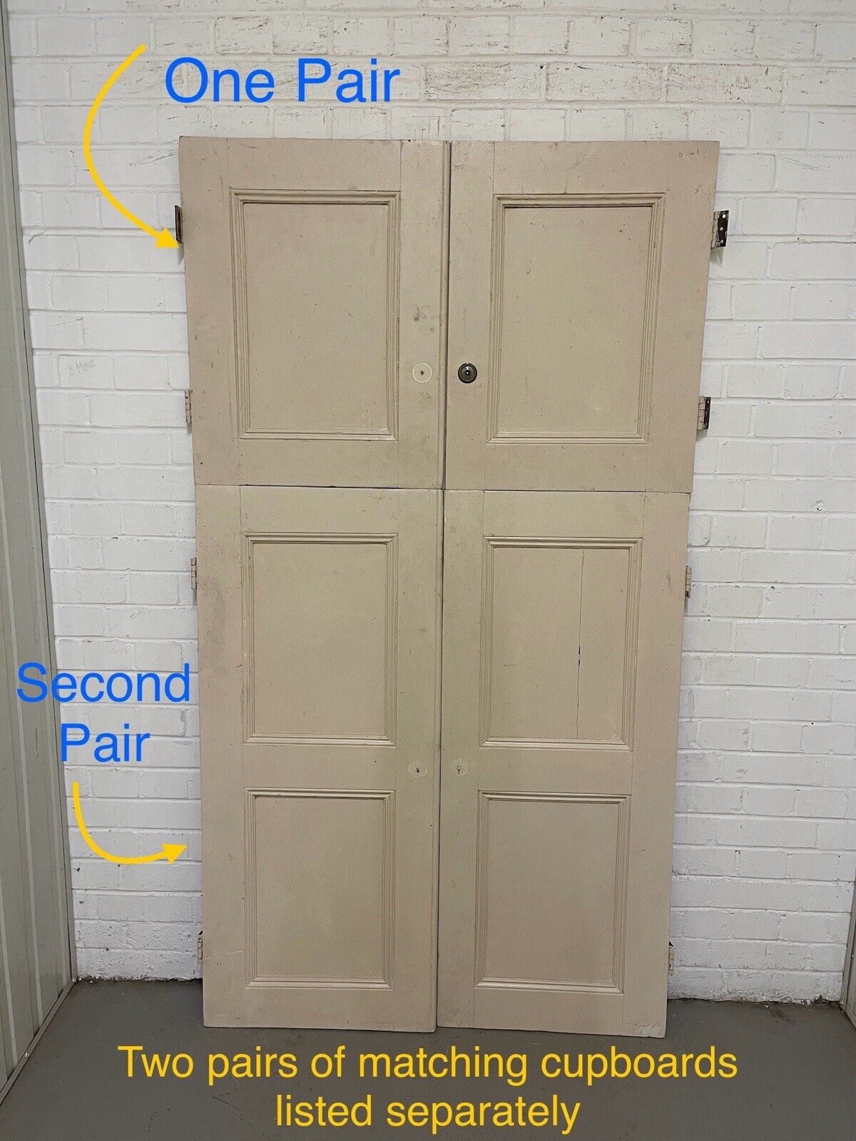 Reclaimed Pine Victorian Alcove Cupboard Doors Inter-locking 1020 x 660mm