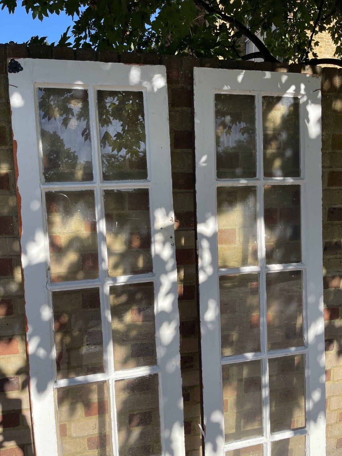 Pair Of Reclaimed Old Georgian 10 Panel Wooden Windows Side Panels