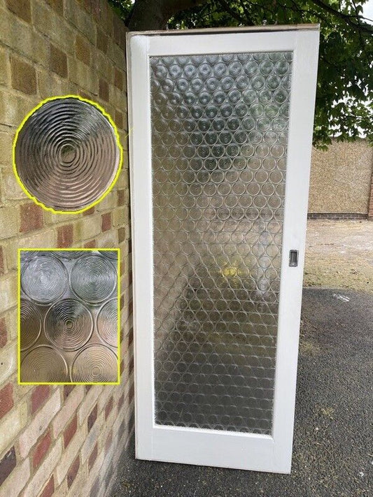Reclaimed Art Deco Bottle Retro Round Glass Internal Door 1975 or 1980 x 760mm