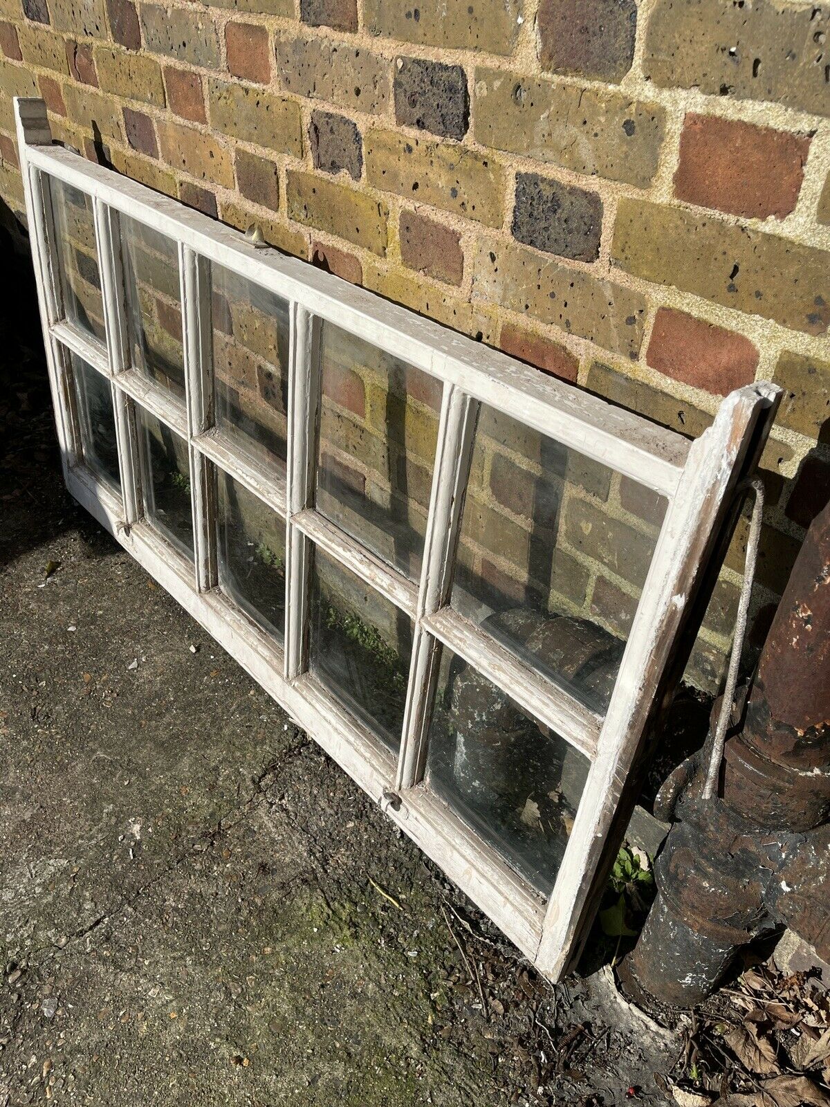 Large Reclaimed Old Georgian 10 Panel Wooden Sash Window