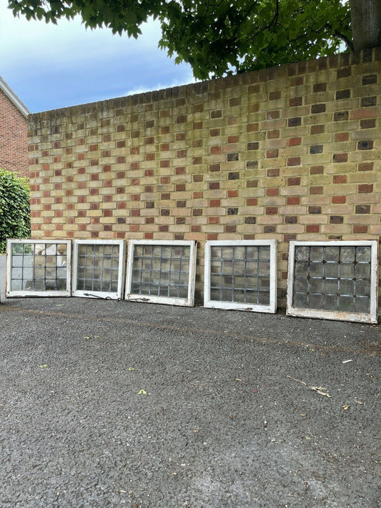 Job Lot Of 5 Reclaimed Leaded Light Panel Wooden Window