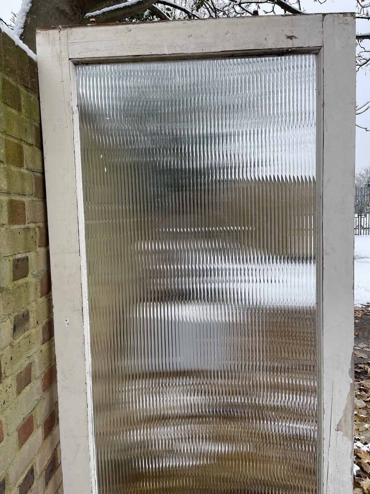 Reclaimed Large Reeded Glass Internal Or External Door 2110 x 960mm