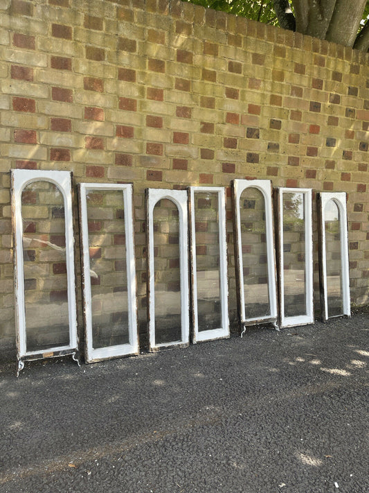 Job Lot Of Seven Reclaimed Arch Panel Wooden Sash Windows
