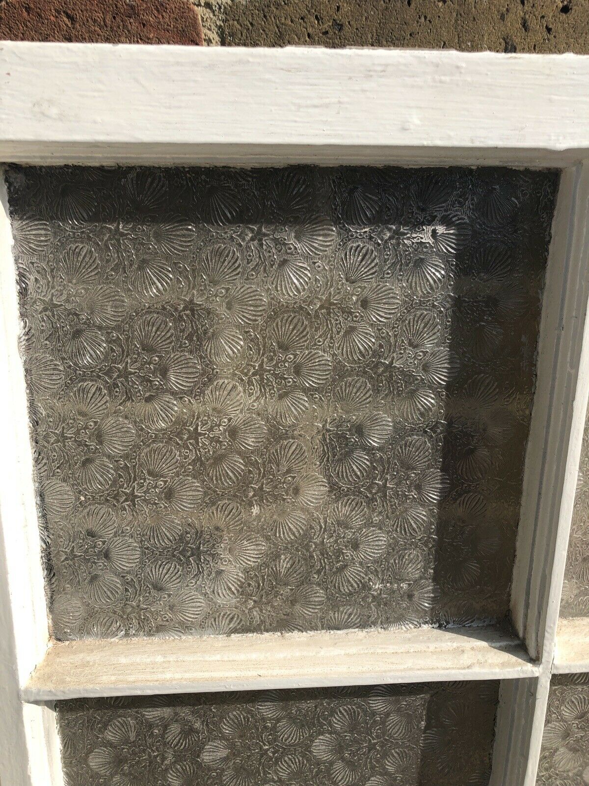 Reclaimed Old Georgian 4 Panel Wooden Sash Window WITH Beautiful Etched Glass