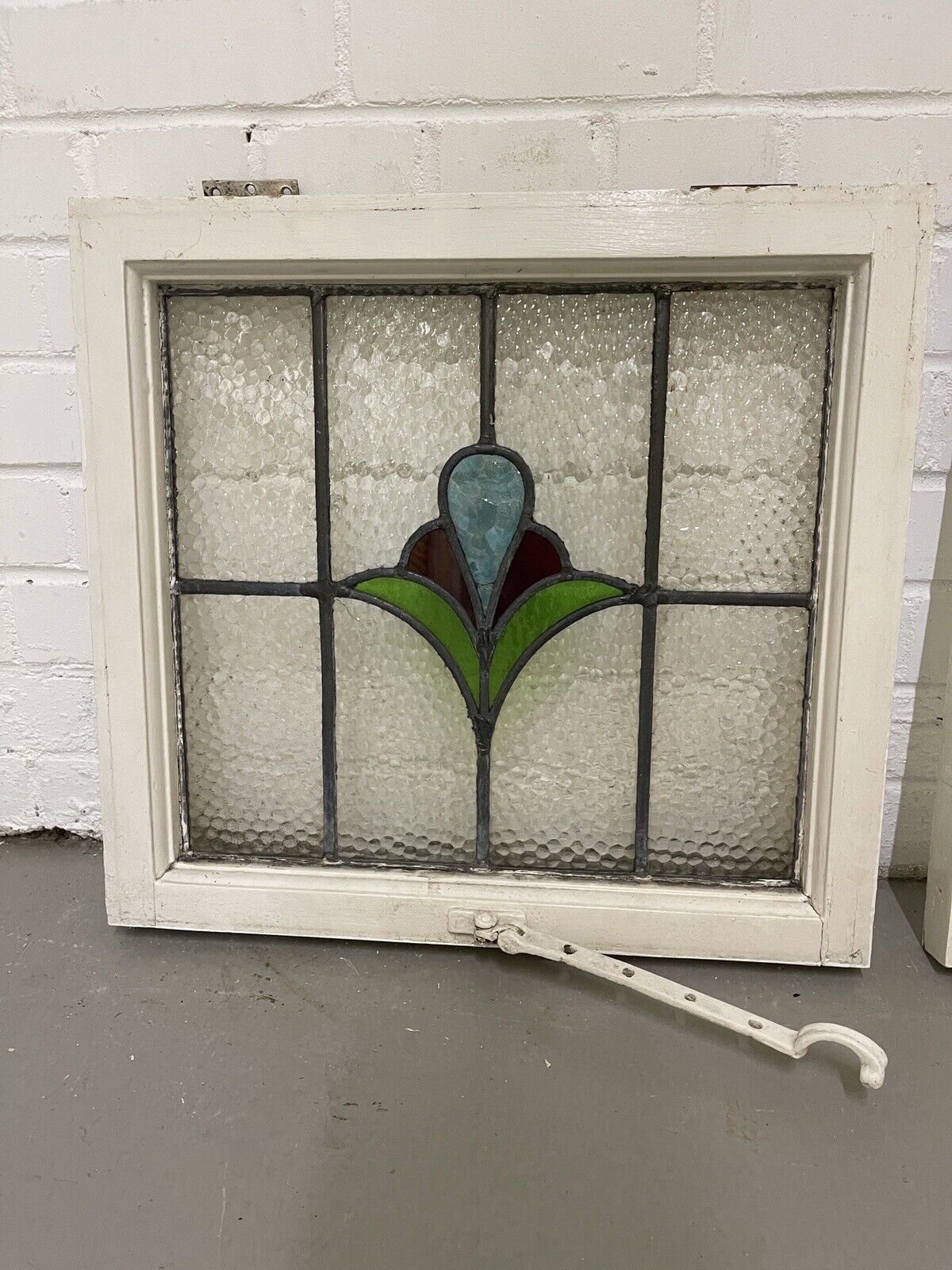 Reclaimed Leaded Light Stained Glass Art Nouveau Wooden Window Panel