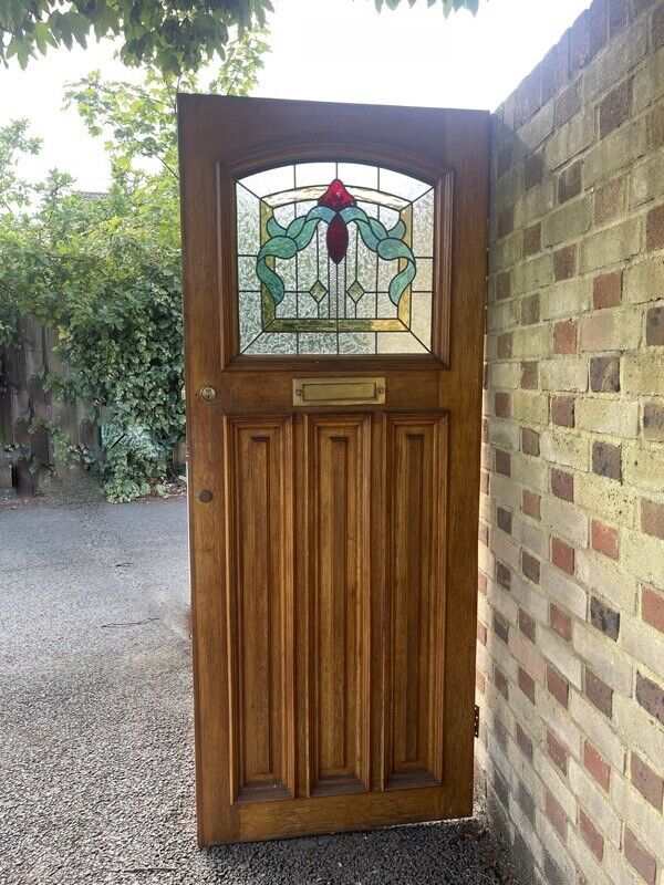 Reclaimed Leaded Stained Glass Wooden Panel Front Door 2028 or 2010 x 810mm