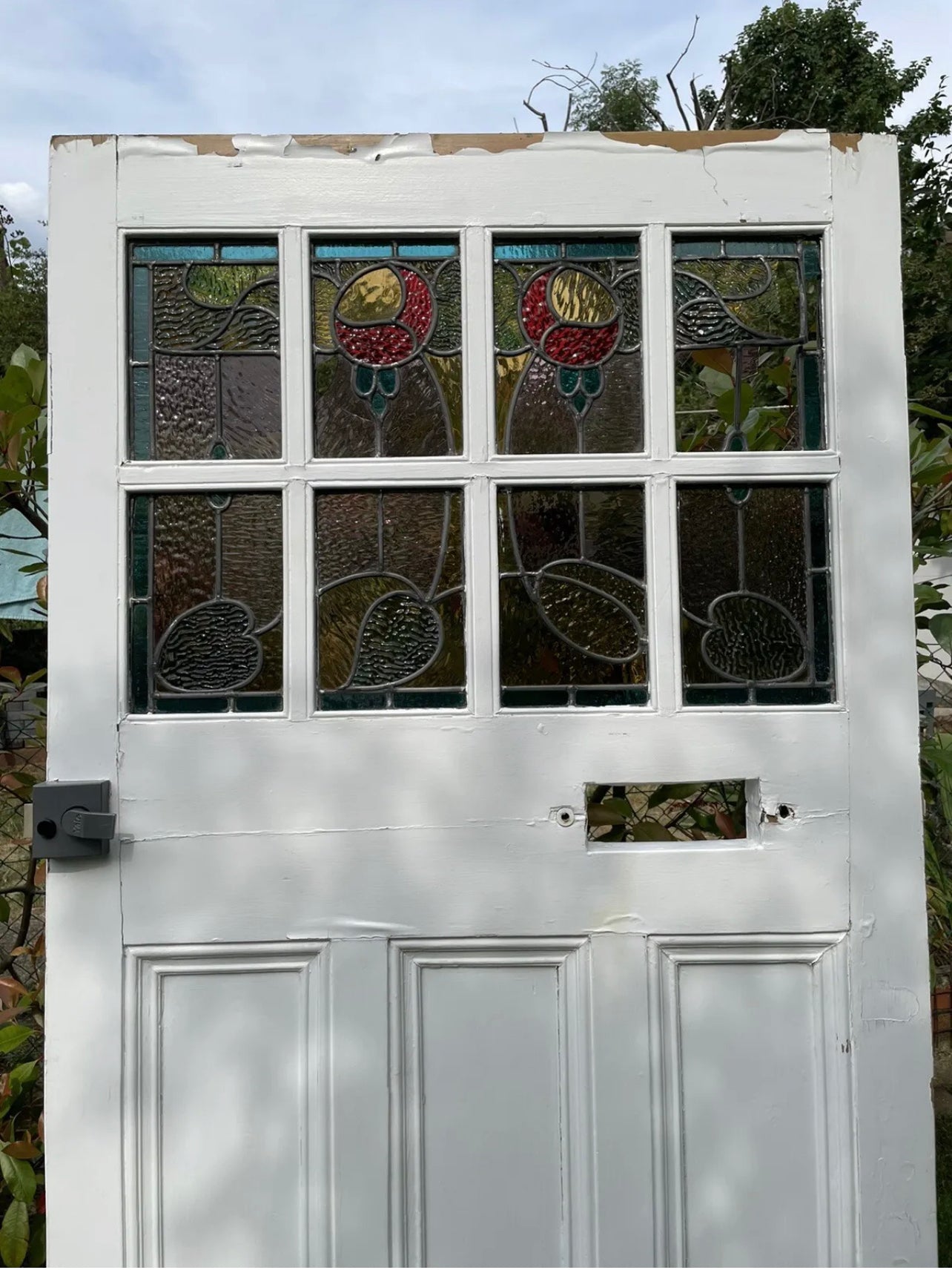 Reclaimed Victorian Stained Glass Leaded Light 1930s Front Door 2055mm x 853mm